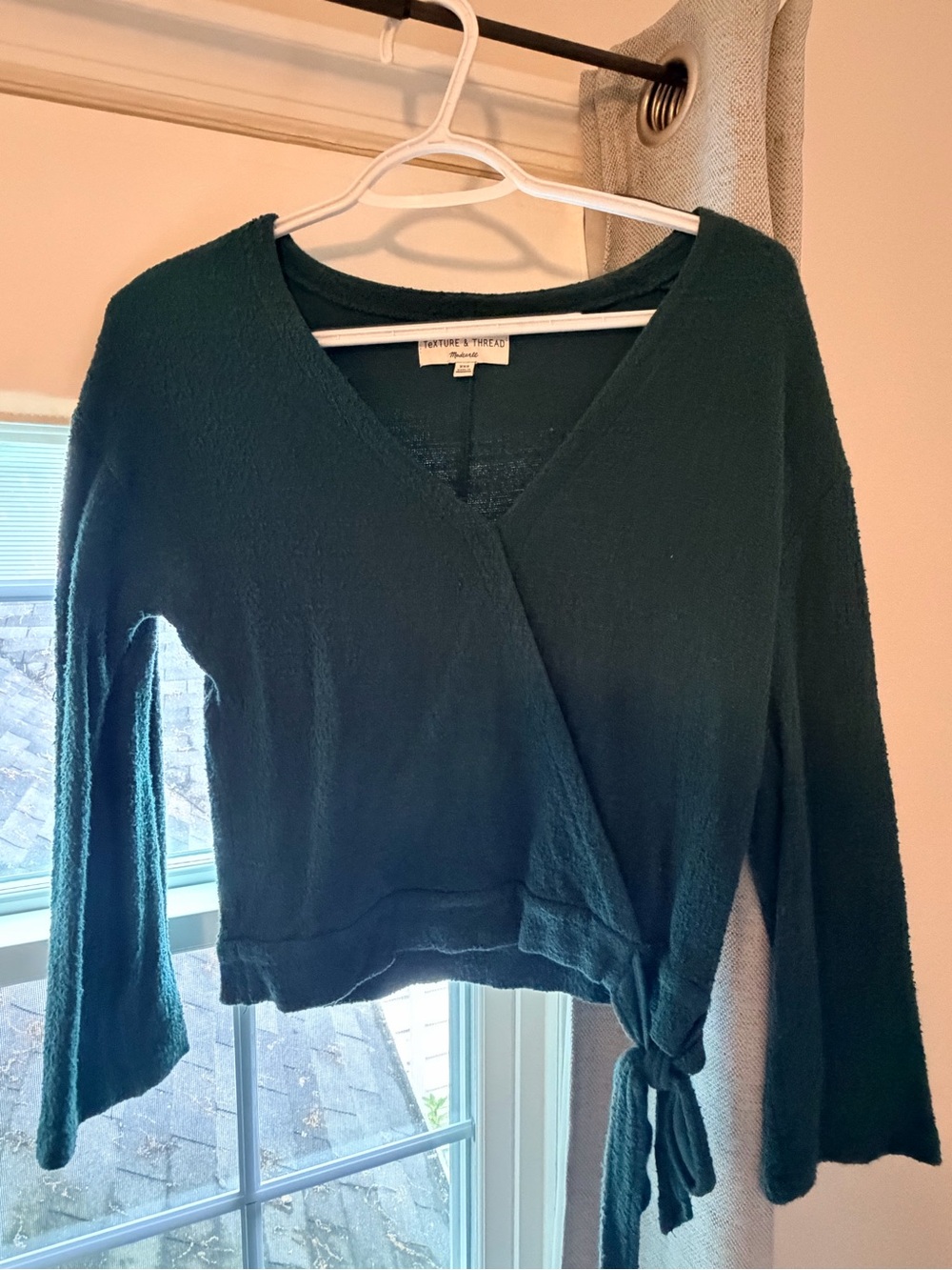 Madewell Dark Teal Wrap Tie Crop Top
